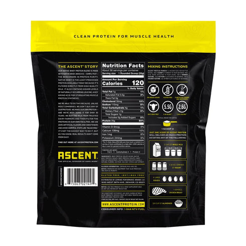 Ascent 100% Whey, Native Whey Protein Blend, Chocolate, 4.25 lbs